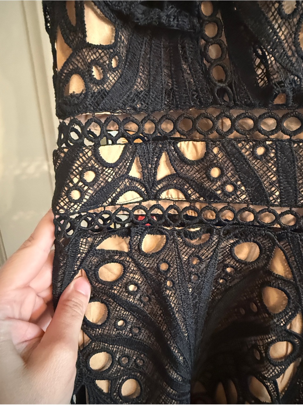 Dalia MacPhee Black Lace Cutout Ruffle Midi Dress - Picture 5 of 8